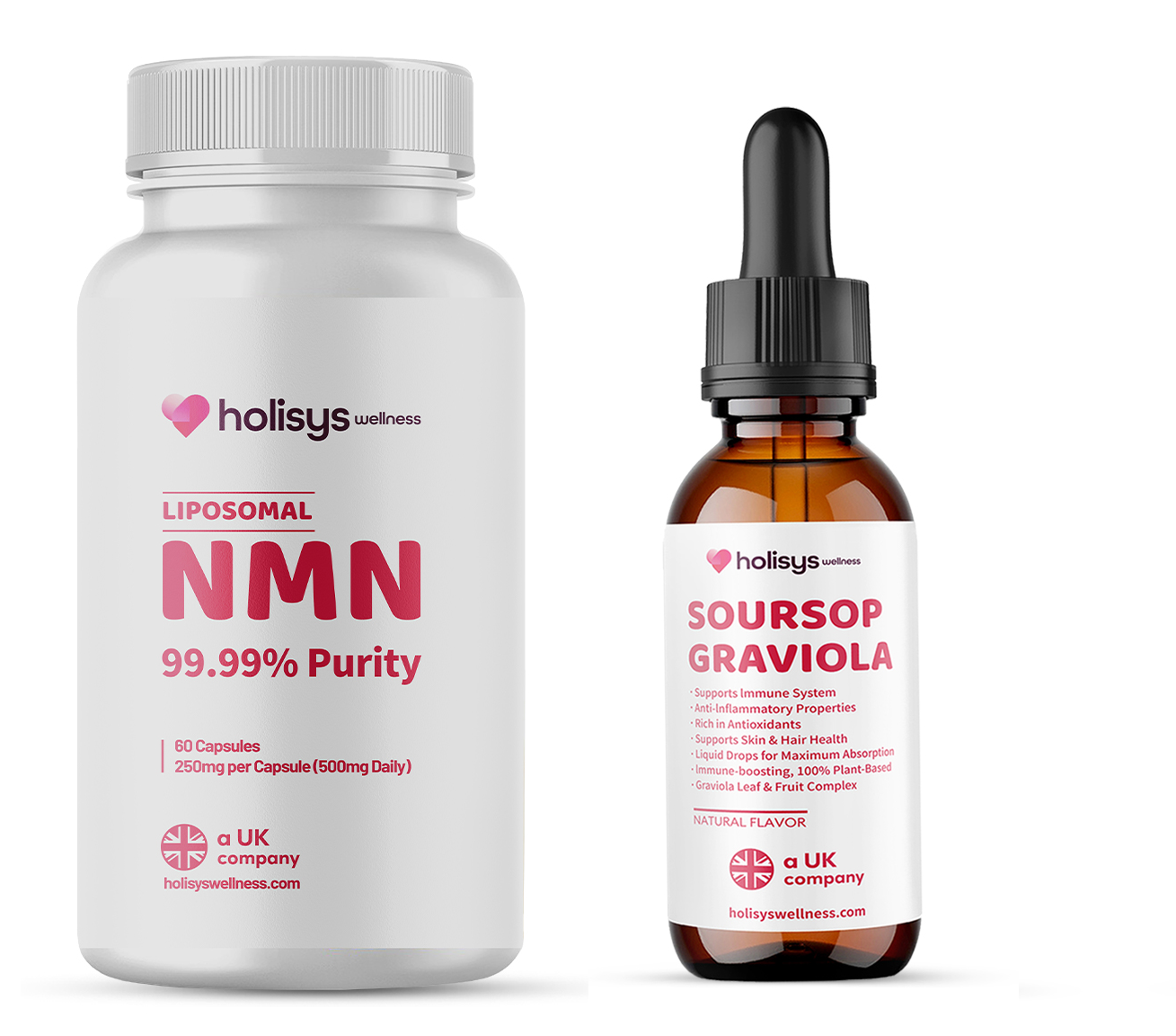 Holisys 长寿与细胞健康计划 – NMN + 番荔枝精华(可选 D3+K2)