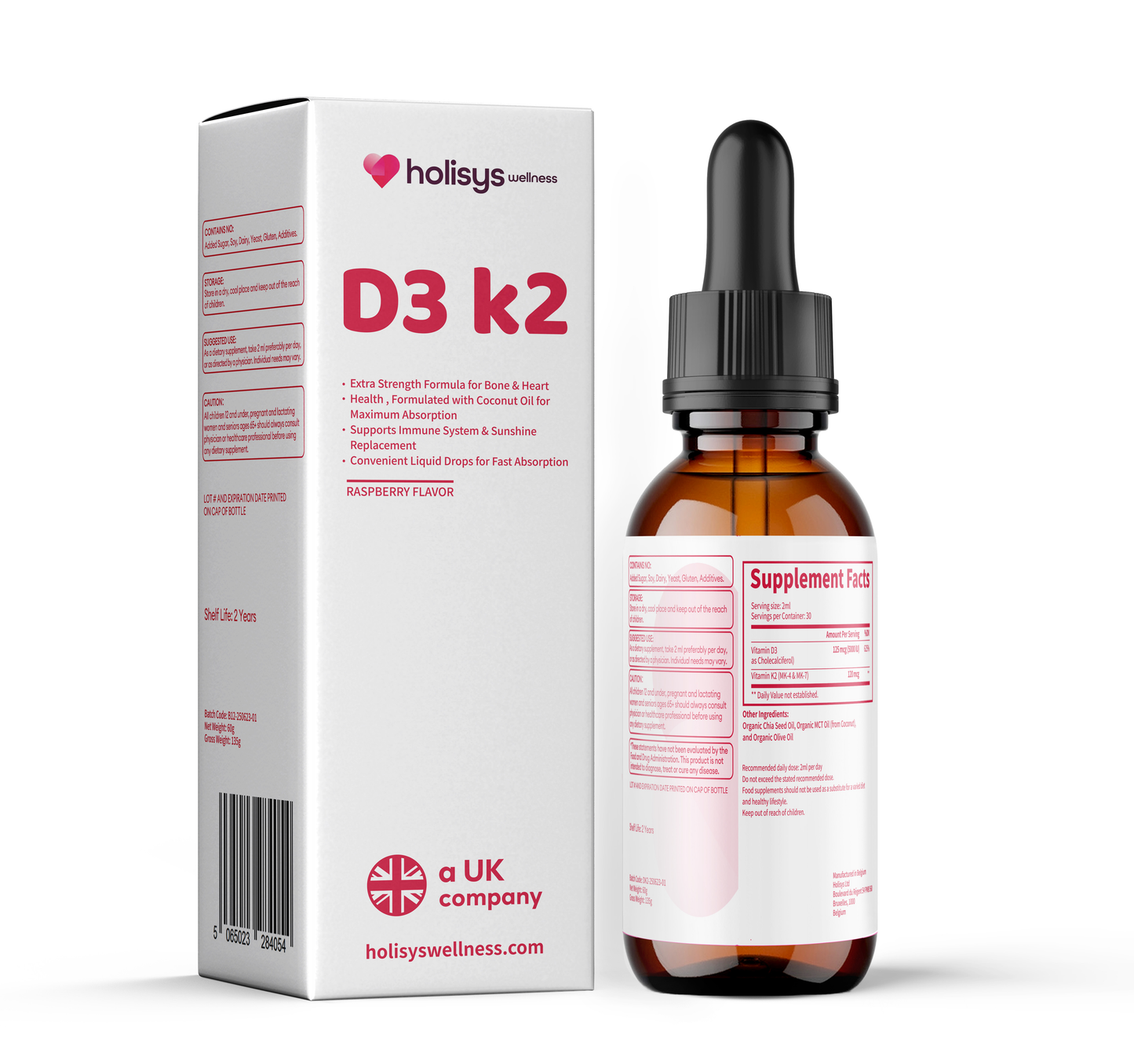Holisys 日常基础营养订阅组合 – 复合维生素 + 维生素 D3 K2 + 维生素 B12 滴剂